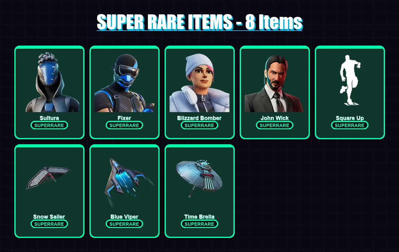 [PC/XBOX] | Sultura | Fixer | Blizzard Bomber | John Wick | Kado Thorne | 117 skin | 164 pickaxe | 121 emote | 137 glider | Lv1694