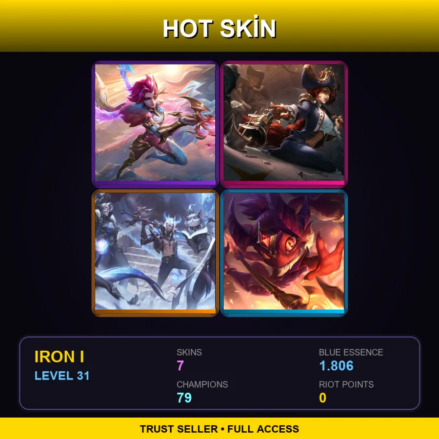 EUW | Lv31 | Iron I | 7 Skin | 79 Champ
