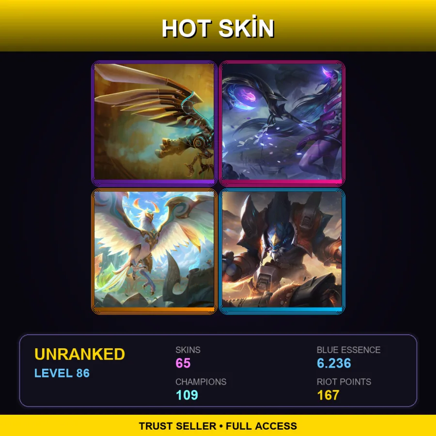 BR | Lv86 | Unranked | 65 Skin | 109 Champ