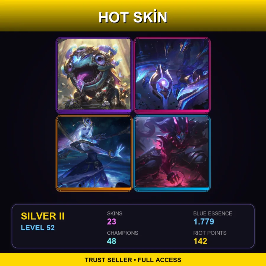 EUW | Lv52 | Silver II | 23 Skin | 48 Champ — LoL account