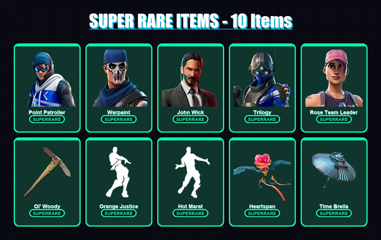[PC/XBOX/PSN] | Point Patroller | Warpaint | John Wick | Trilogy | Rose Team Leader | 90 skin | 105 pickaxe | 102 emote | 102 glider | Lv1279