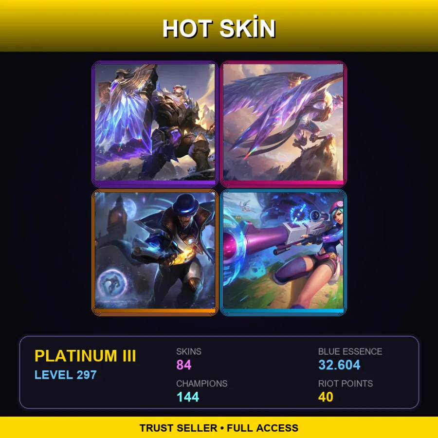 LAN | Victorious Braum | Victorious Anivia | Pulsefire Twisted Fate | Arcade Caitlyn | 84 Skin | 144 Champ | Platinum III | Lv297