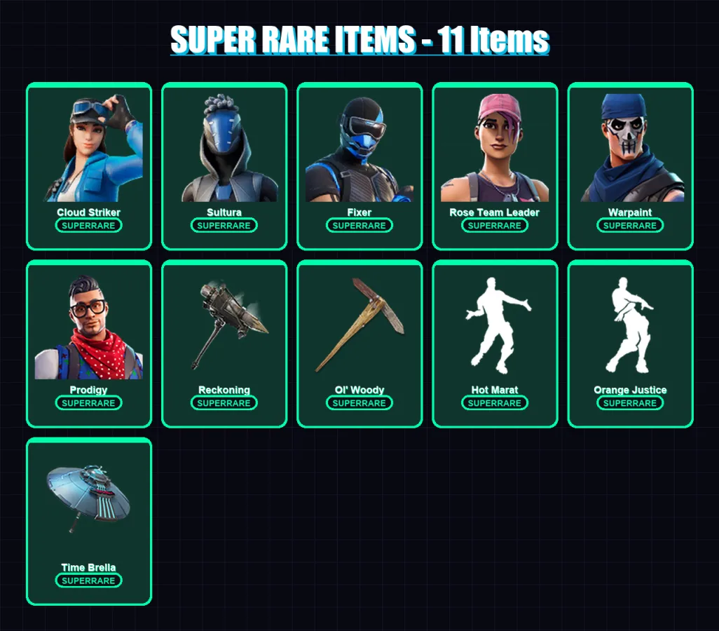 [PS4/PS5/XBOX/PC] | Cloud Striker | Sultura | Fixer | Rose Team Leader | Warpaint | 92 skin | 107 pickaxe | 128 emote | 101 glider | Lv1419