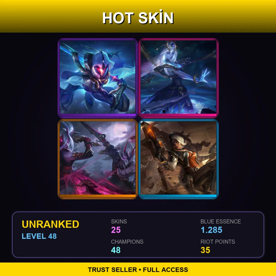 EUW | Lv48 | Unranked | 25 Skin | 48 Champ — LoL account