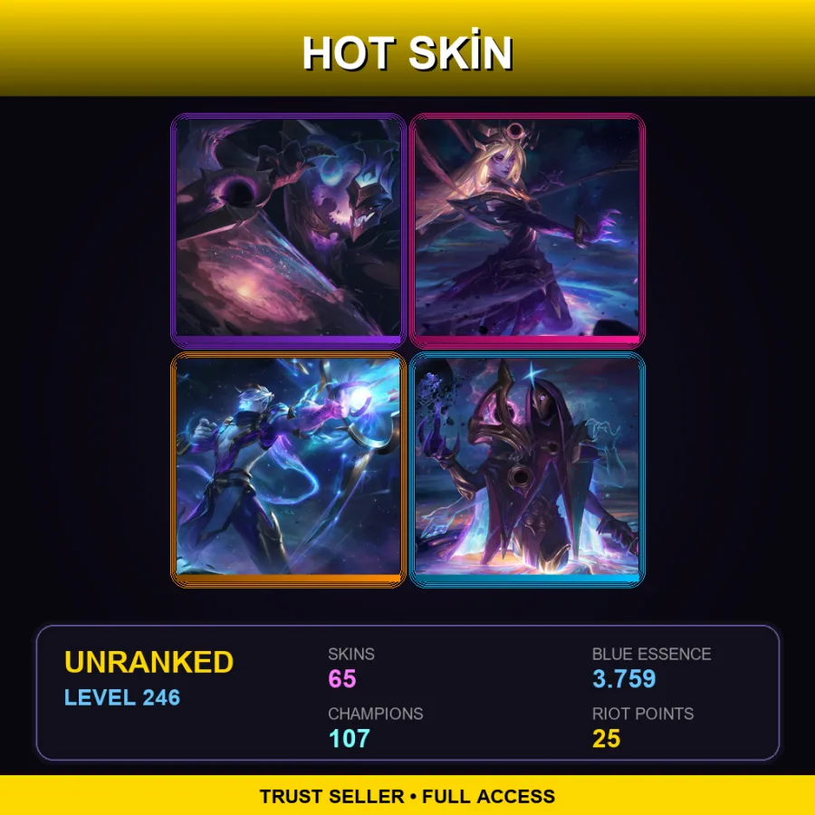 BR | Lv246 | Unranked | 65 Skin | 107 Champ — LoL account
