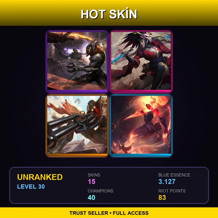 LAN | Lv30 | Unranked | 15 Skin | 40 Champ