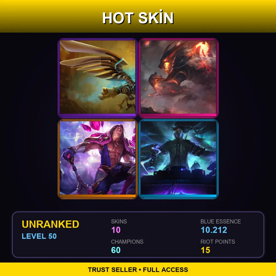 OCE | Lv50 | Unranked | 10 Skin | 60 Champ