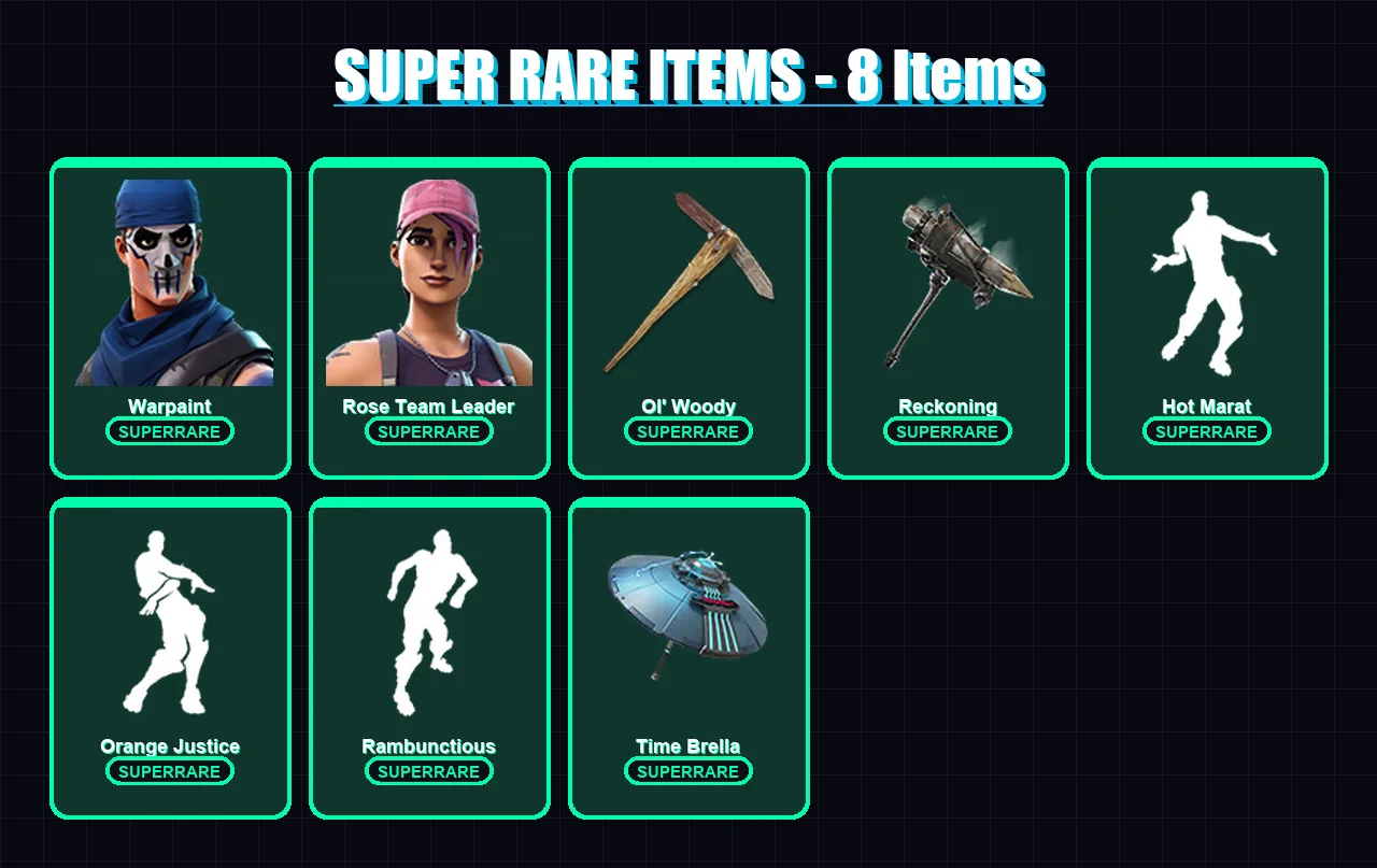 [PC/XBOX/PSN] | Warpaint | Rose Team Leader | Valor | Carbide | Rox | 54 skin | 64 pickaxe | 65 emote | 72 glider | Lv802