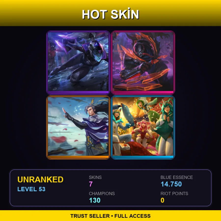 SG | Lv53 | Unranked | 7 Skin | 130 Champ — LoL account
