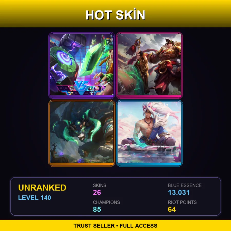 EUNE | Lv140 | Unranked | 26 Skin | 85 Champ