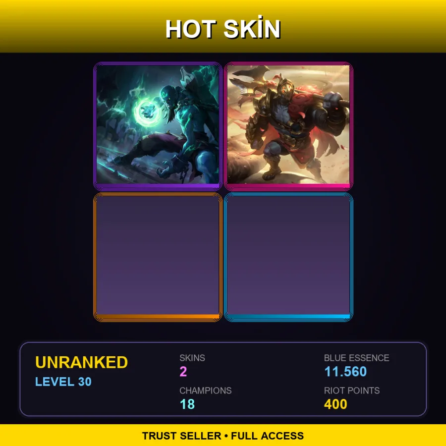 EUW | Lv30 | Unranked | 2 Skin | 18 Champ — LoL account