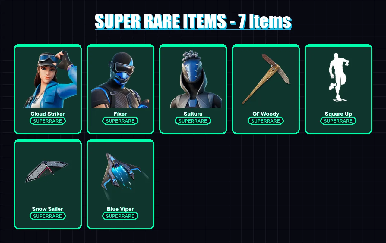 [PS4/PS5/PC] | Cloud Striker | Fixer | Sultura | The Imagined | Joey | 30 skin | 51 pickaxe | 36 emote | 42 glider | Lv877