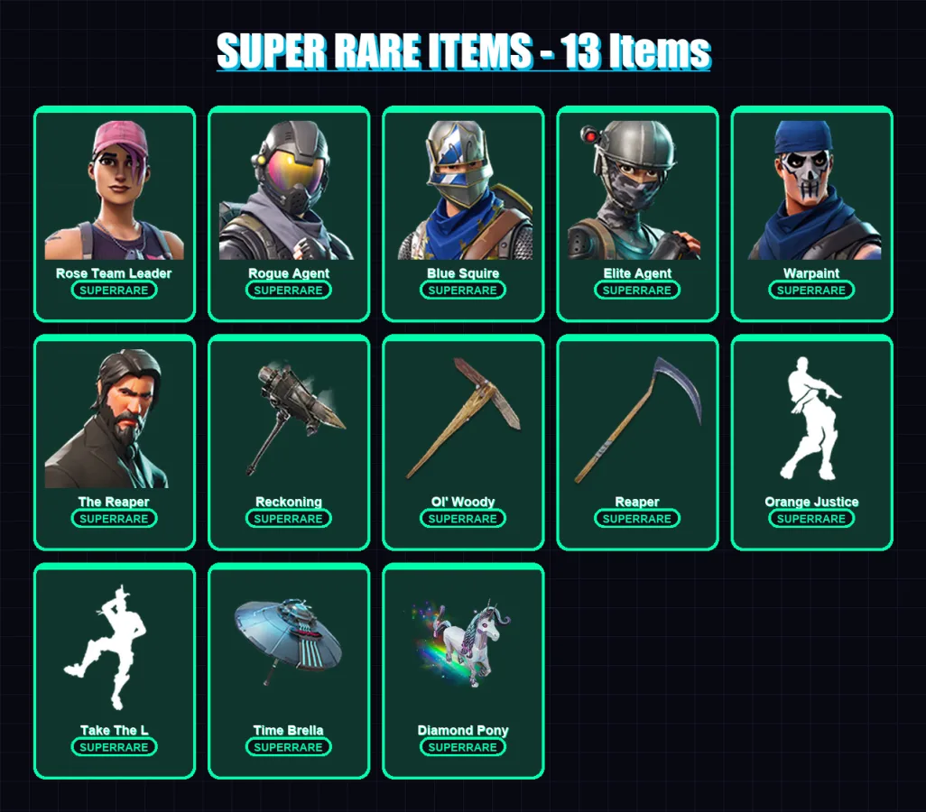 [PC/XBOX/PSN] | Rose Team Leader | Rogue Agent | Blue Squire | Elite Agent | Warpaint | 70 skin | 57 pickaxe | 57 emote | 57 glider | Lv739