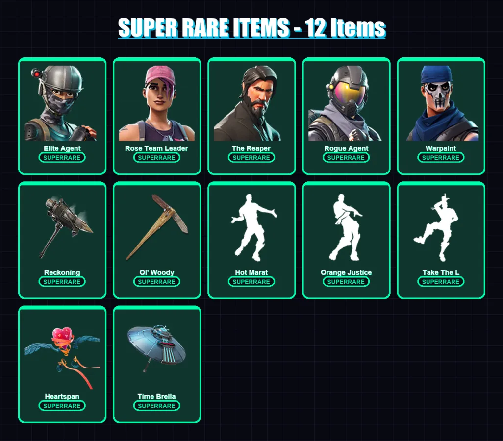 [PS4/PS5/XBOX/PC] | Elite Agent | Rose Team Leader | The Reaper | Rogue Agent | Warpaint | 92 skin | 80 pickaxe | 91 emote | 75 glider | Lv1161
