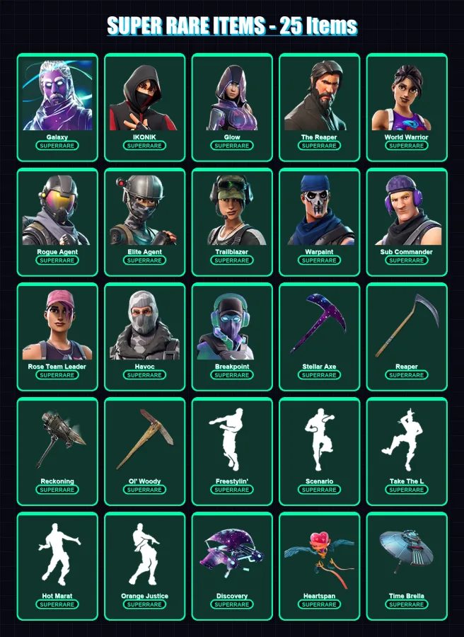 [PC/XBOX/PSN] | Galaxy | IKONIK | Glow | The Reaper | World Warrior | 152 skin | 82 pickaxe | 76 emote | 72 glider | Lv806
