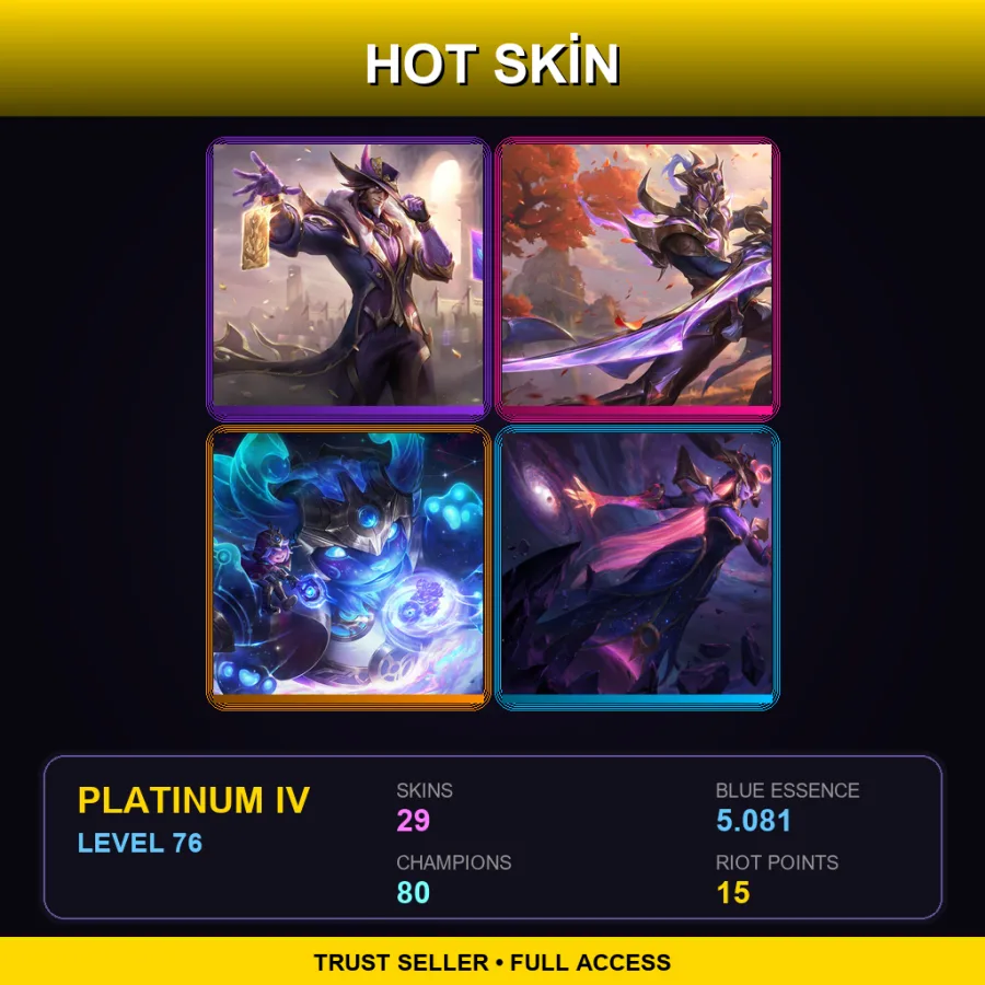 TR | Lv76 | Platinum IV | 29 Skin | 80 Champ