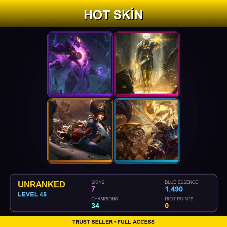 EUW | Lv45 | Unranked | 7 Skin | 34 Champ