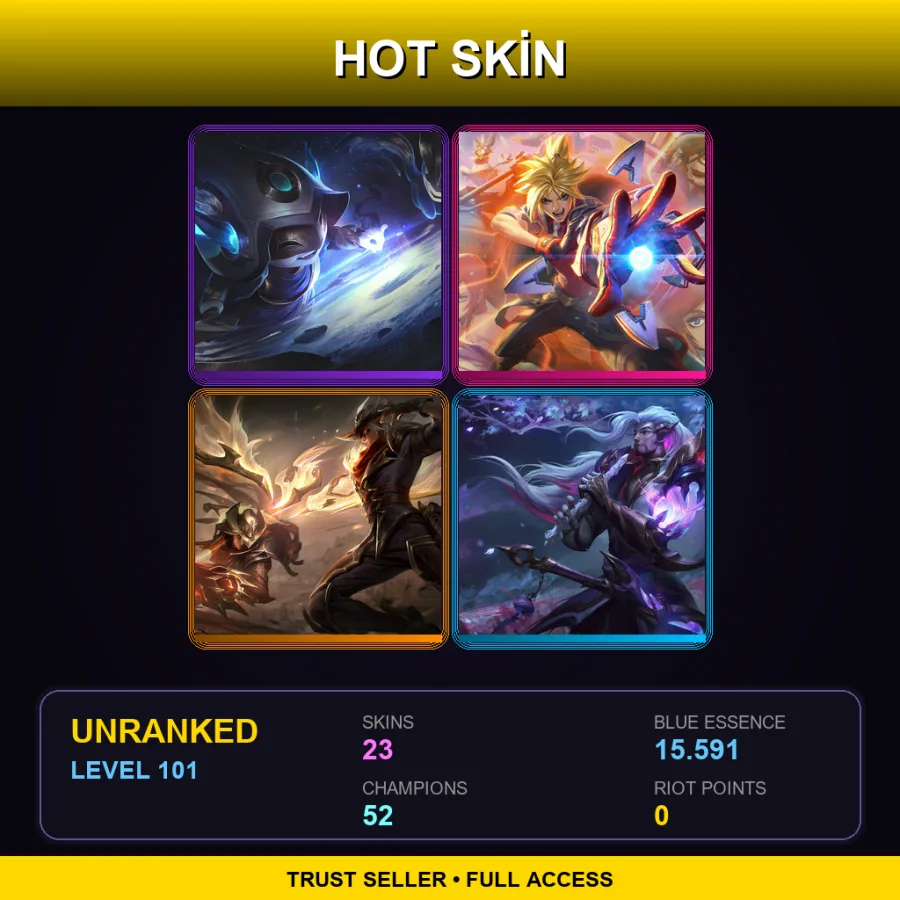 LAS | Lv101 | Unranked | 23 Skin | 52 Champ — LoL account
