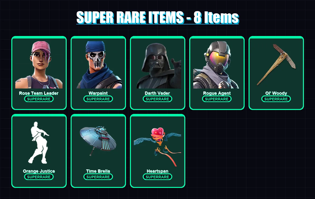 [PC/XBOX/PSN] | Rose Team Leader | Warpaint | Darth Vader | Rogue Agent | Blaze | 113 skin | 151 pickaxe | 96 emote | 116 glider | Lv1553