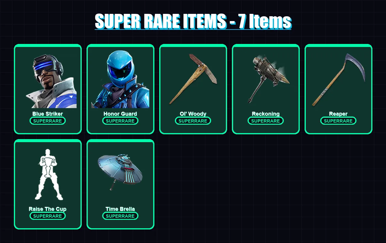 [PC/XBOX] | Blue Striker | Honor Guard | The Ageless | Mizuki | Nezumi | 123 skin | 183 pickaxe | 171 emote | 163 glider | Lv2958