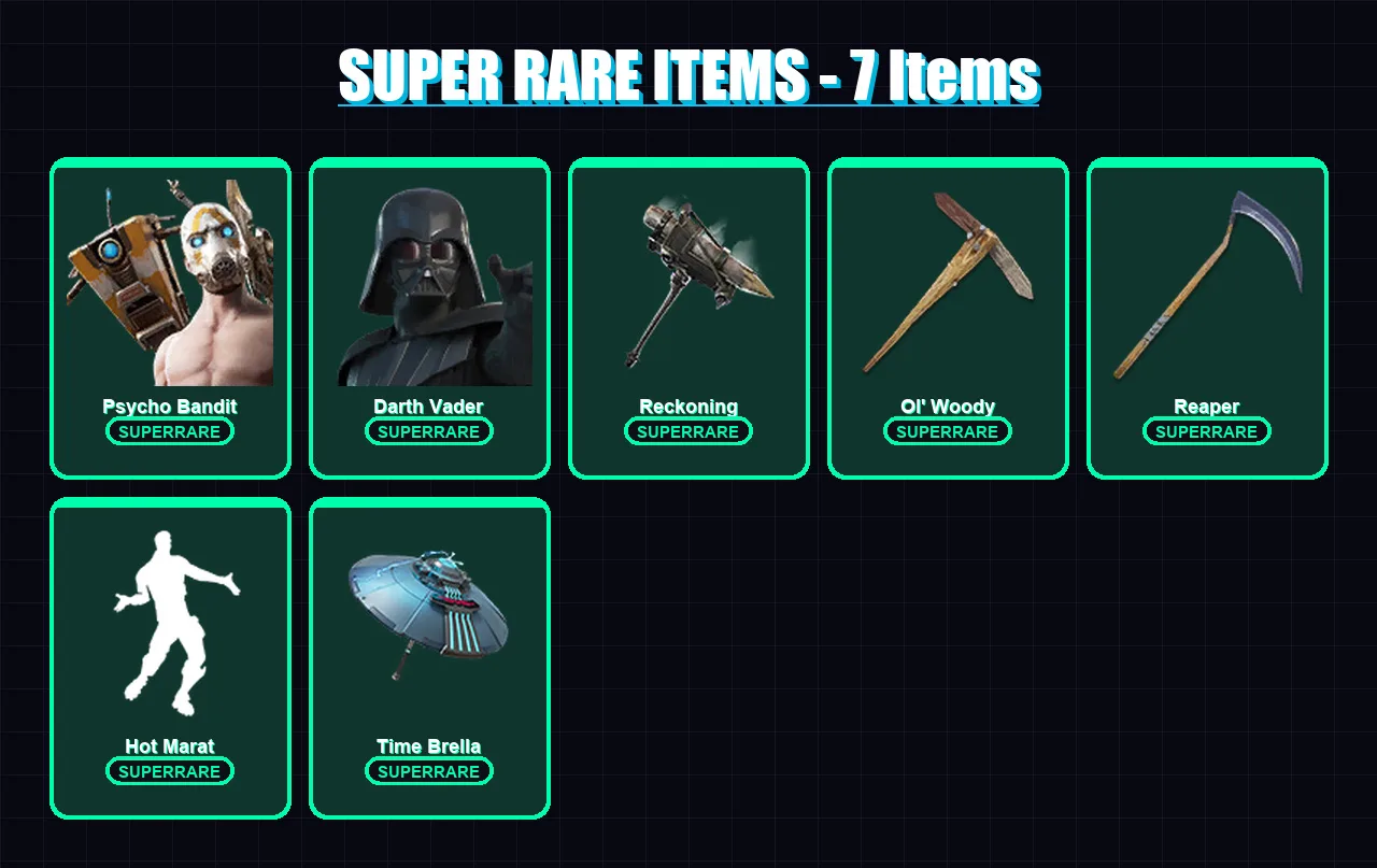 [PC] | Psycho Bandit | Darth Vader | Calamity | Spectra Knight | Fade | 530 skin | 564 pickaxe | 518 emote | 303 glider | Lv4458