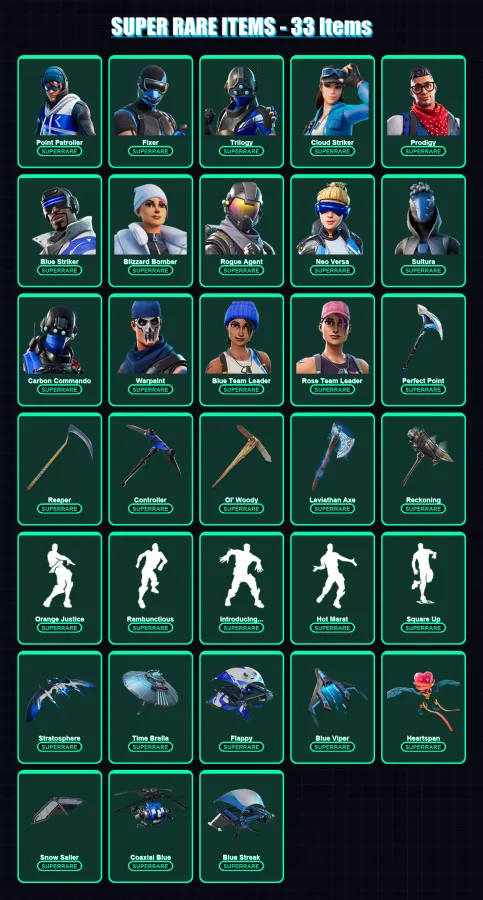 [PC/XBOX] | Point Patroller | Fixer | Trilogy | Cloud Striker | Prodigy | 254 skin | 288 pickaxe | 233 emote | 203 glider | Lv4322
