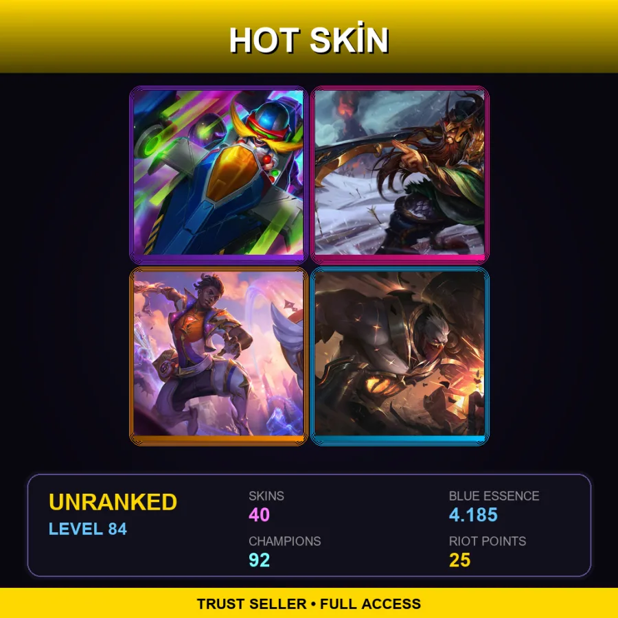 EUNE | Lv84 | Unranked | 40 Skin | 92 Champ — LoL account