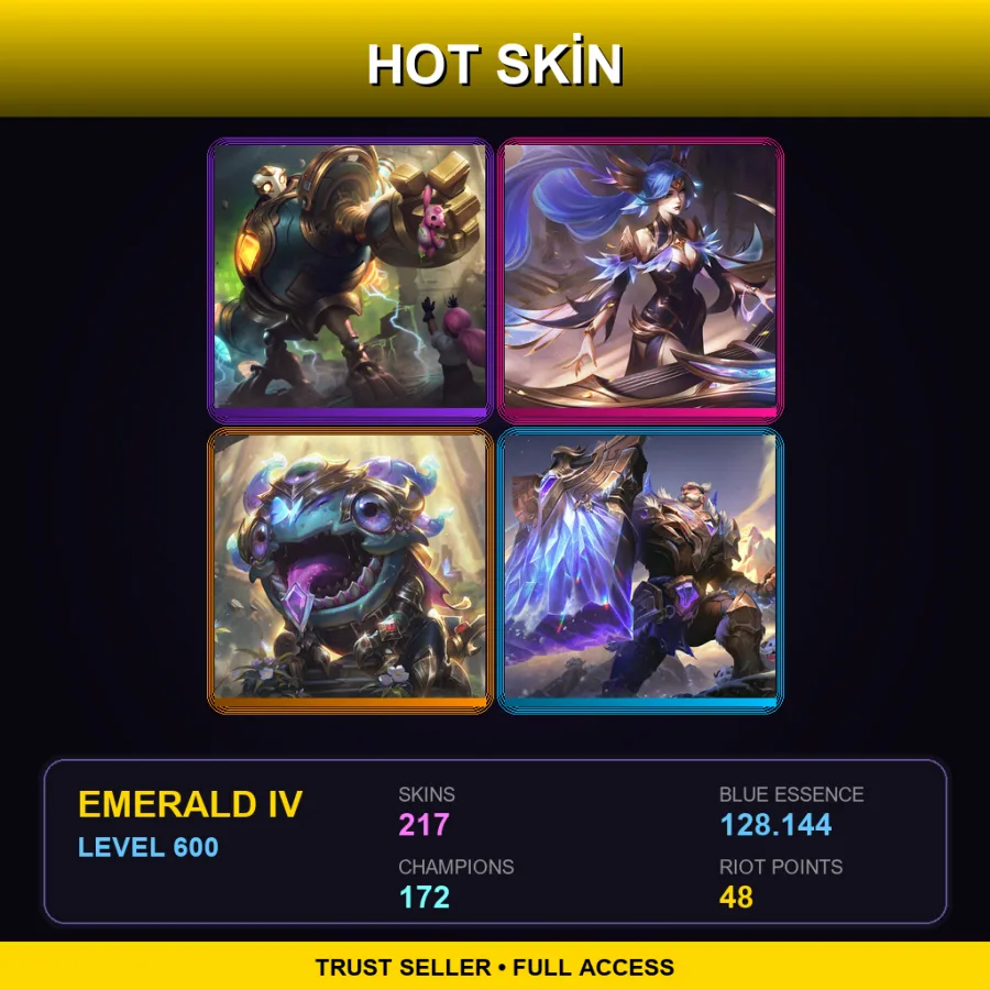 BR | Lv600 | Emerald IV | 217 Skin | 172 Champ