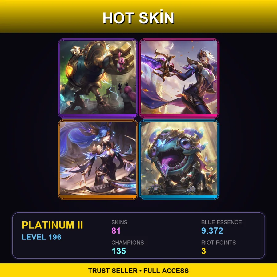 LAN | Victorious Blitzcrank | Victorious Fiora | Victorious Sona | Victorious Kog'Maw | 81 Skin | 135 Champ | Platinum II | Lv196