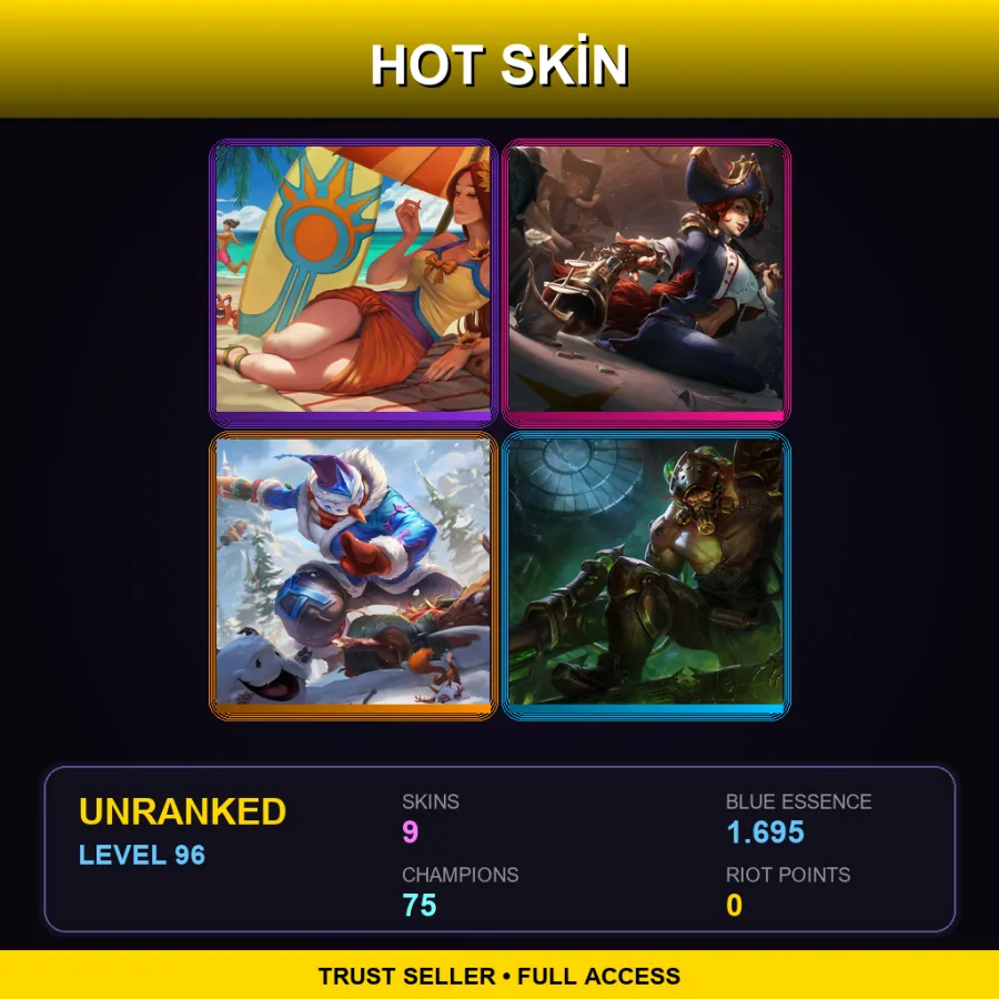 LAN | Lv96 | Unranked | 9 Skin | 75 Champ