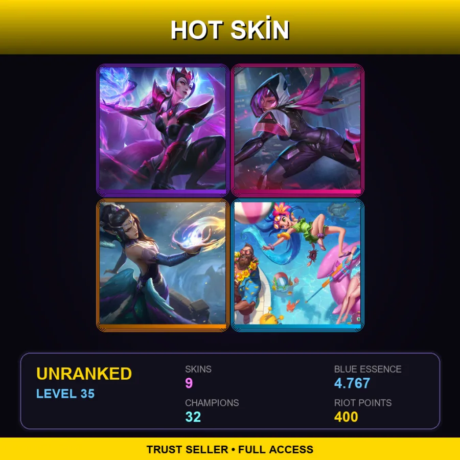 EUW | Lv35 | Unranked | 9 Skin | 32 Champ — Temple Jax
