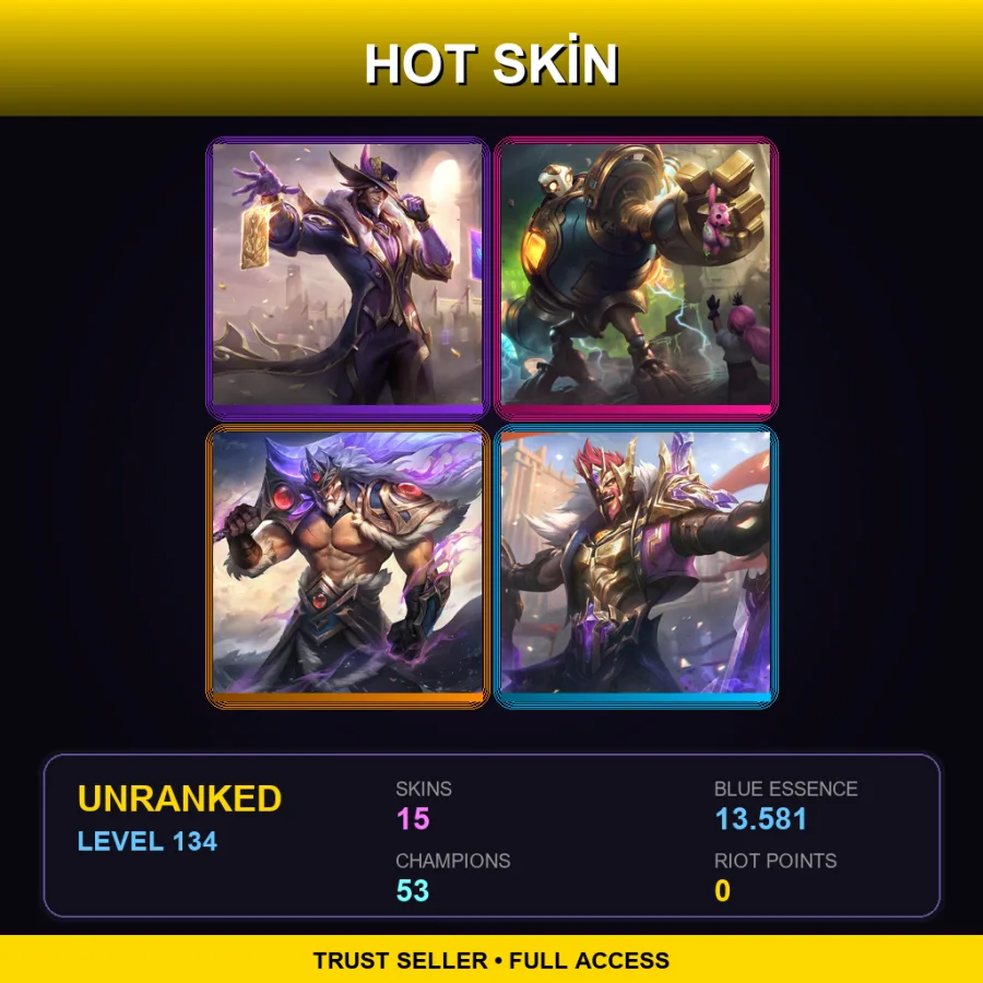 BR | Lv134 | Unranked | 15 Skin | 53 Champ — LoL account