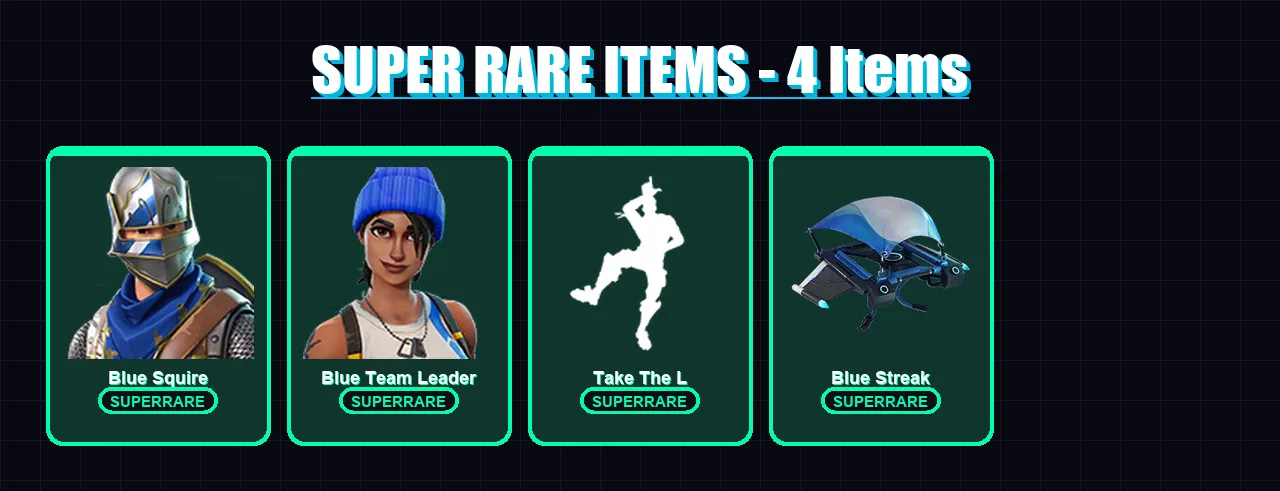 [PC/XBOX] | Blue Squire | Blue Team Leader | Mizuki | Renzo the Destroyer | Son Goku | 55 skin | 74 pickaxe | 58 emote | 58 glider | Lv958