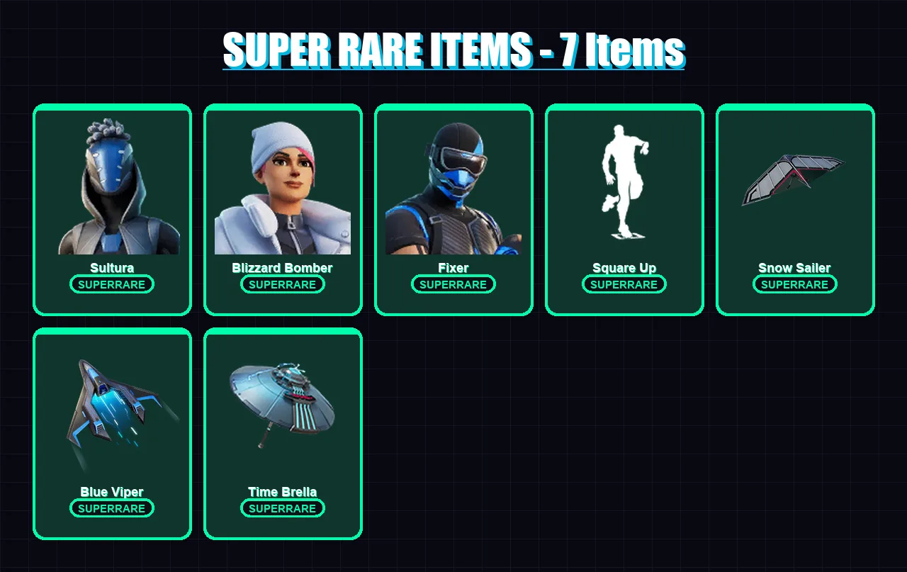 [PS4/PS5/XBOX/PC] | Sultura | Blizzard Bomber | Fixer | Omegarok | Spectra Knight | 26 skin | 40 pickaxe | 32 emote | 36 glider | Lv414