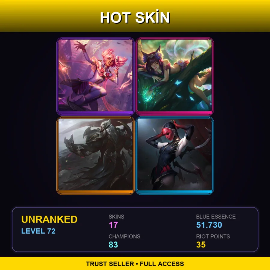 KR | Lv72 | Unranked | 17 Skin | 83 Champ — LoL account