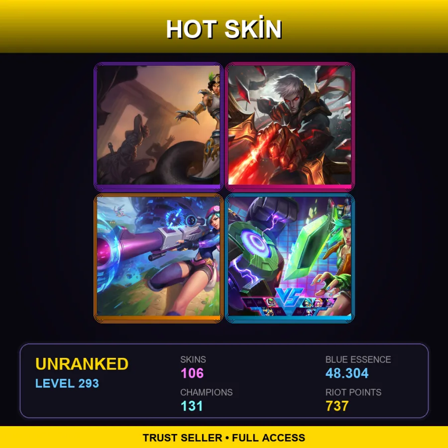 BR | Lv293 | Unranked | 106 Skin | 131 Champ with Jax