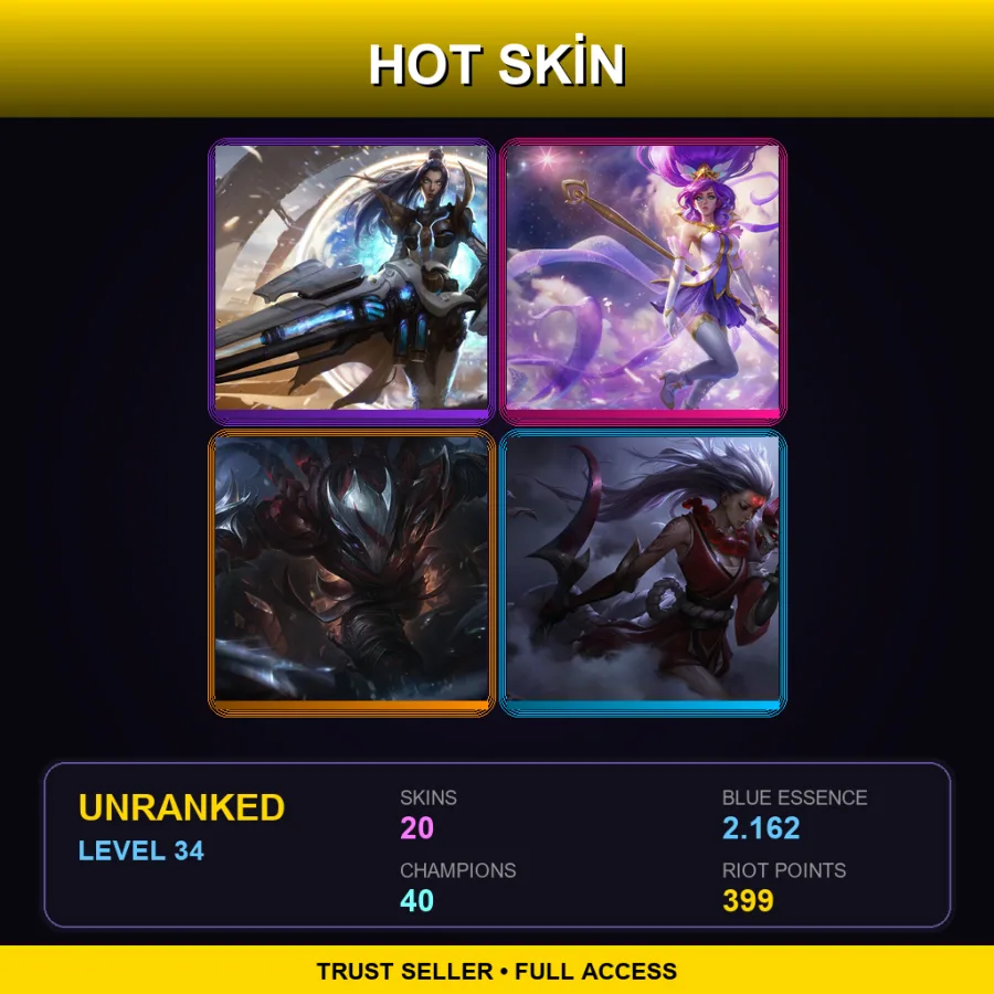 NA | Lv34 | Unranked | 20 Skin | 40 Champ
