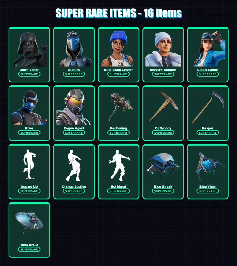 [PC/XBOX] | Darth Vader | Sultura | Blue Team Leader | Blizzard Bomber | Cloud Striker | 131 skin | 192 pickaxe | 129 emote | 153 glider | Lv2445