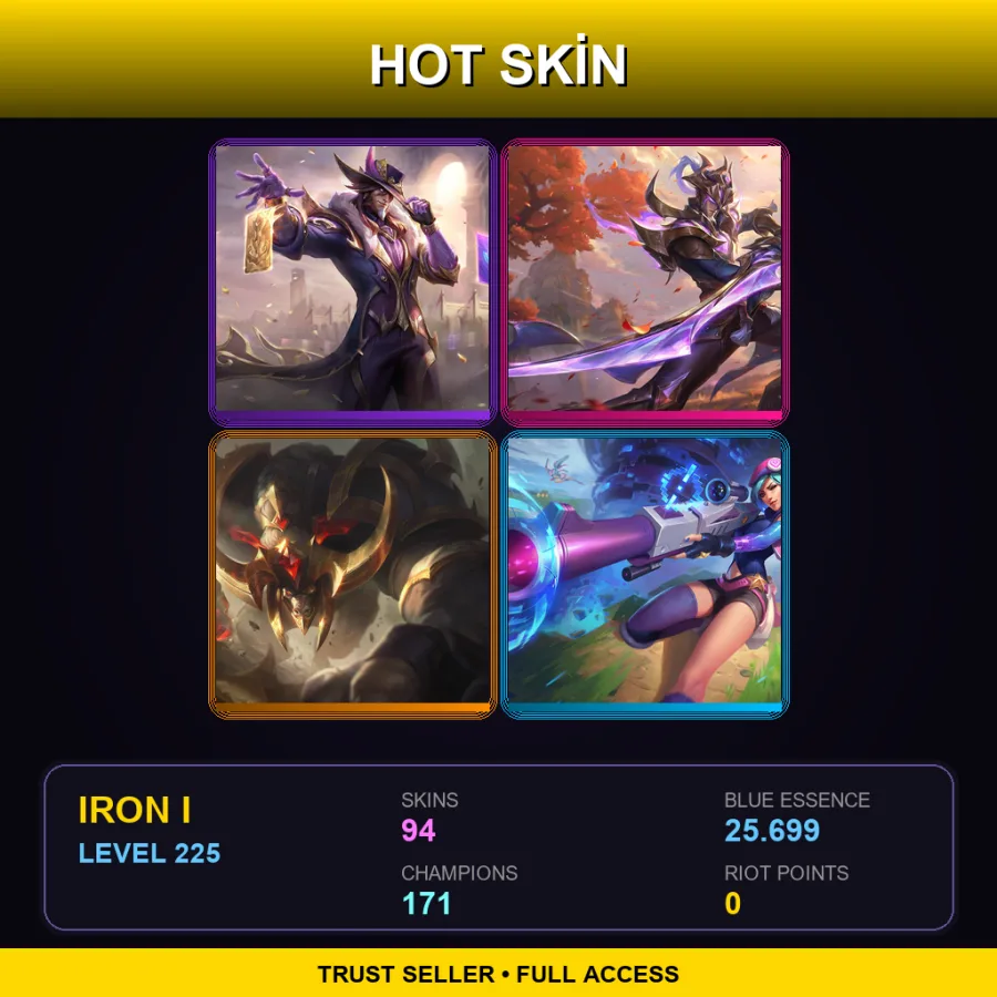 VN | Lv225 | Iron I | 94 Skin | 171 Champ