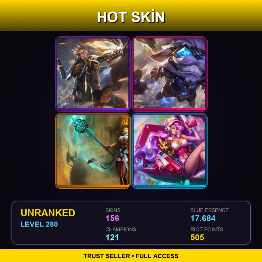 LAS | Lv280 | Unranked | 156 Skin | 121 Champ