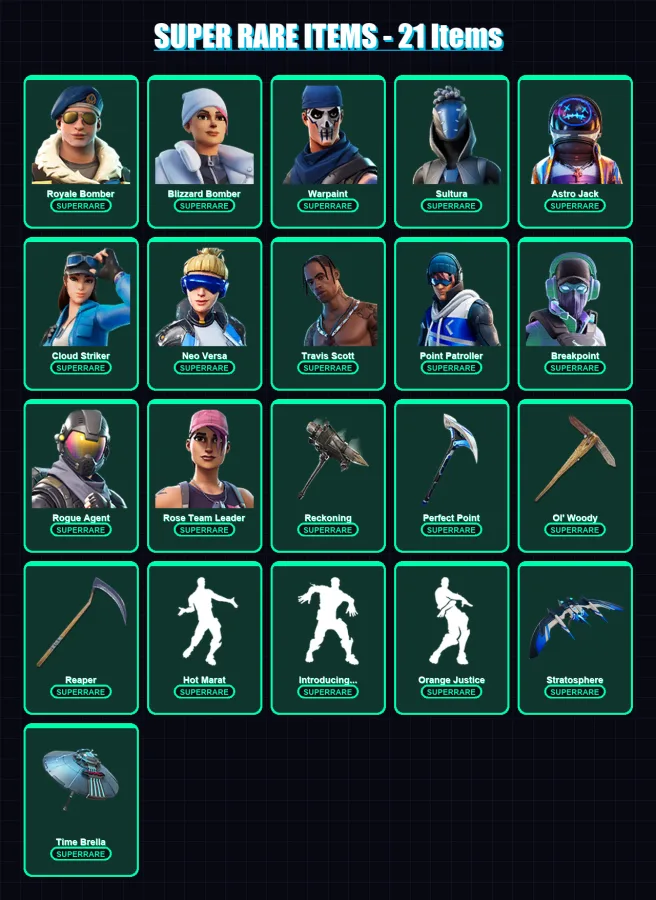 [PC] | Royale Bomber | Blizzard Bomber | Warpaint | Sultura | Astro Jack | 316 skin | 244 pickaxe | 204 emote | 183 glider | Lv2563 — Fortnite account
