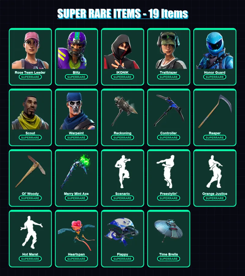 [PC/XBOX/PSN] | Rose Team Leader | Blitz | IKONIK | Trailblazer | Honor Guard | 97 skin | 81 pickaxe | 109 emote | 80 glider | Lv972