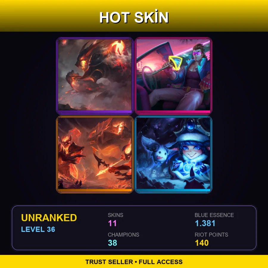 NA | Lv36 | Unranked | 11 Skin | 38 Champ