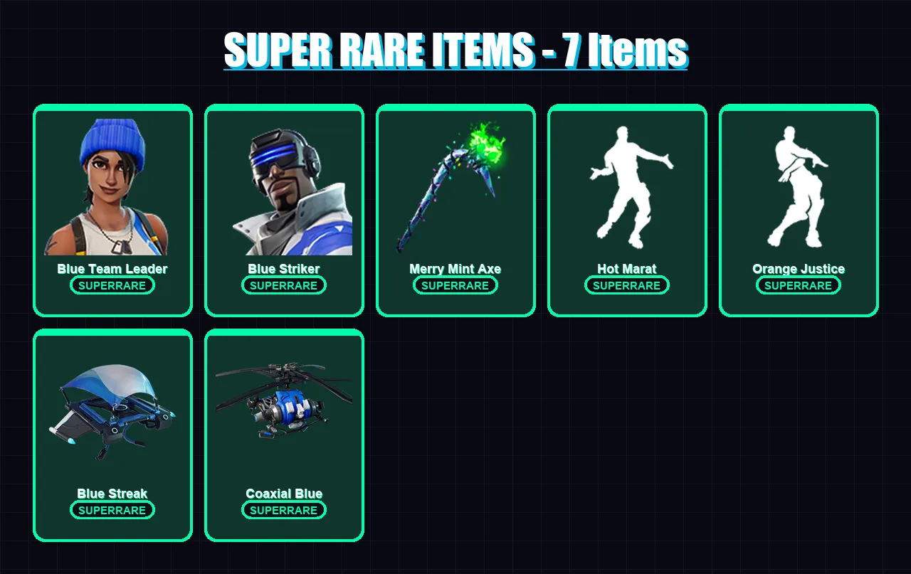 [PS4/PS5/XBOX/PC] | Blue Team Leader | Blue Striker | Zenith | Carbide | Twyn | 80 skin | 114 pickaxe | 95 emote | 125 glider | Lv1891