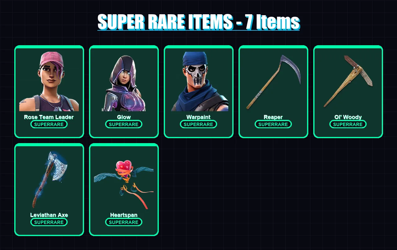 [PC/XBOX/PSN] | Rose Team Leader | Glow | Warpaint | Sorana | Blackheart | 82 skin | 92 pickaxe | 88 emote | 75 glider | Lv1358