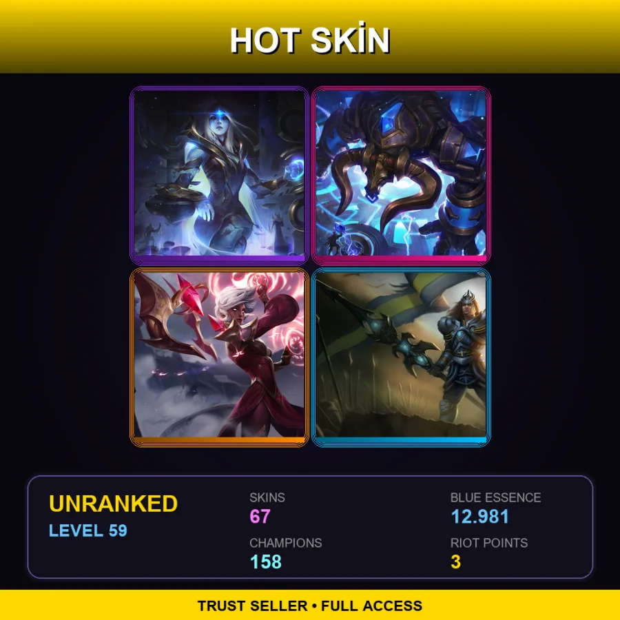 TW | Lv59 | Unranked | 67 Skin | 158 Champ — LoL account