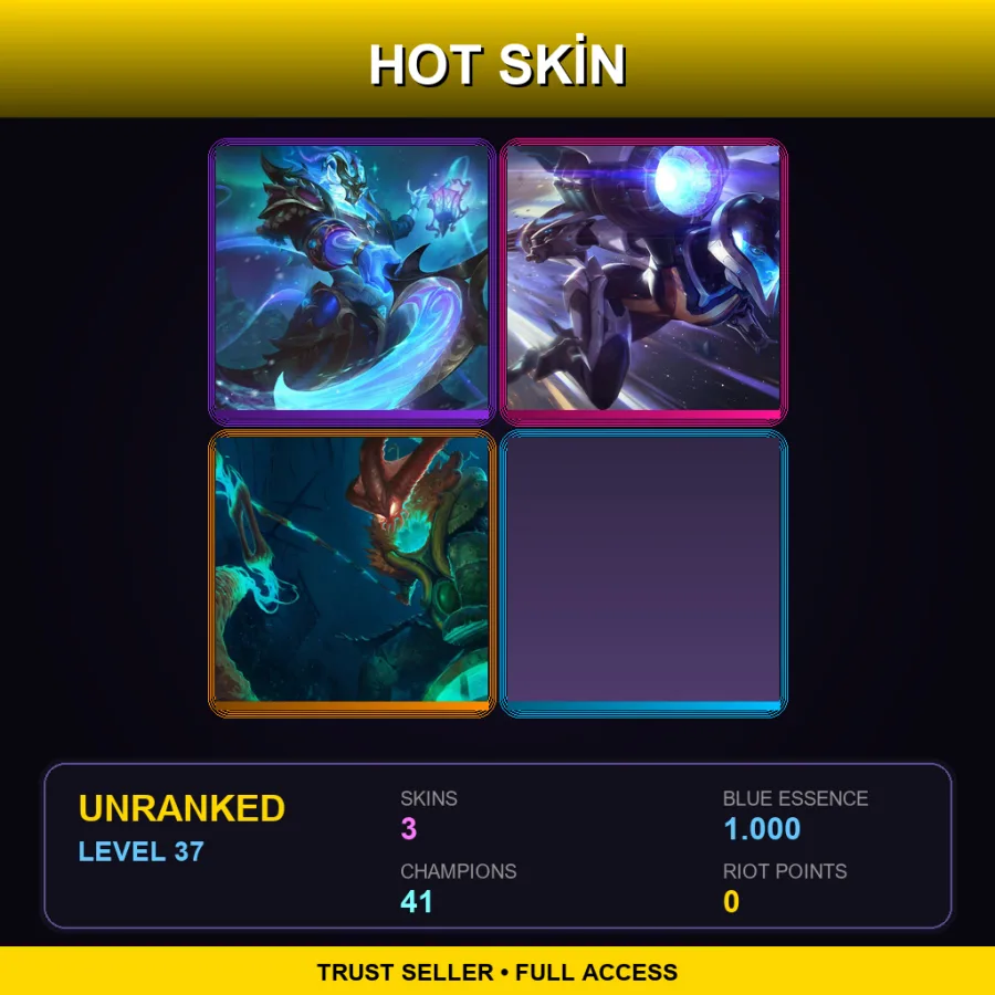 VN | Lv37 | Unranked | 3 Skin | 41 Champ — LoL account