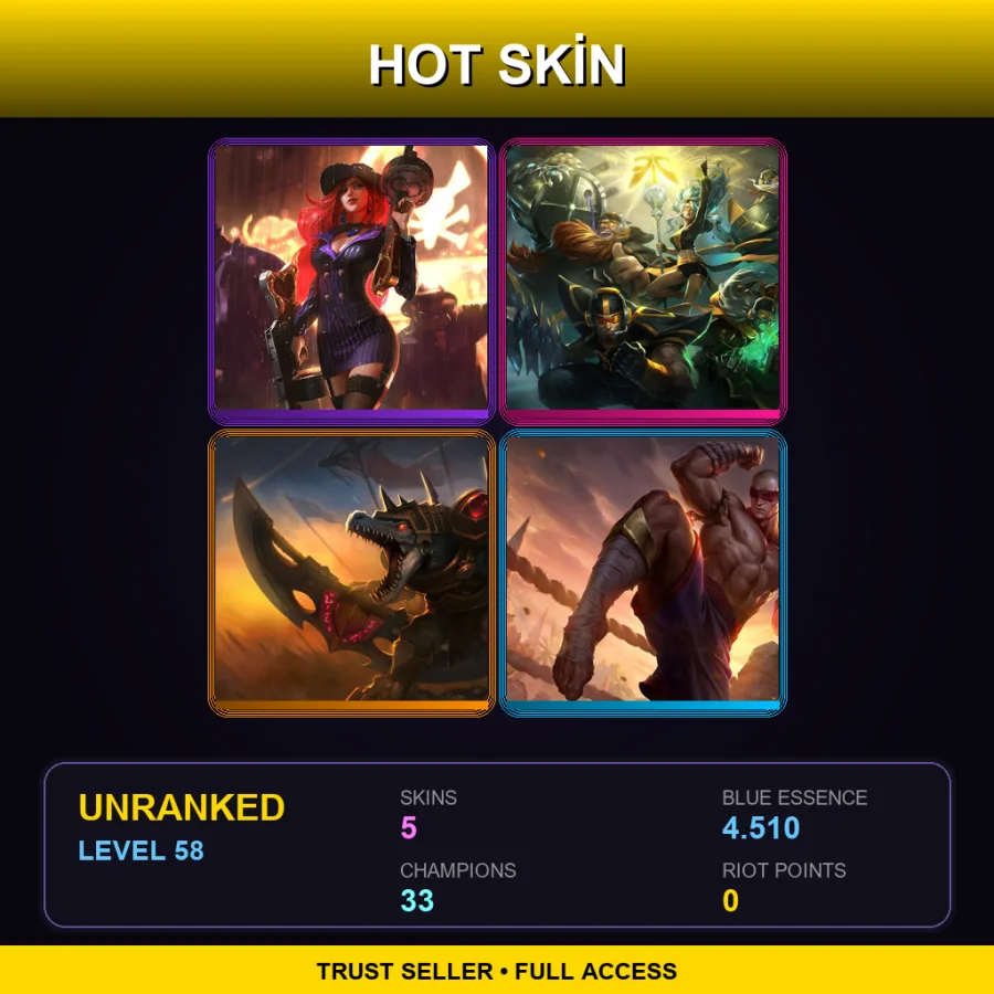 LAS | Lv58 | Unranked | 5 Skin | 33 Champ — Unranked / Smurf League of Legends