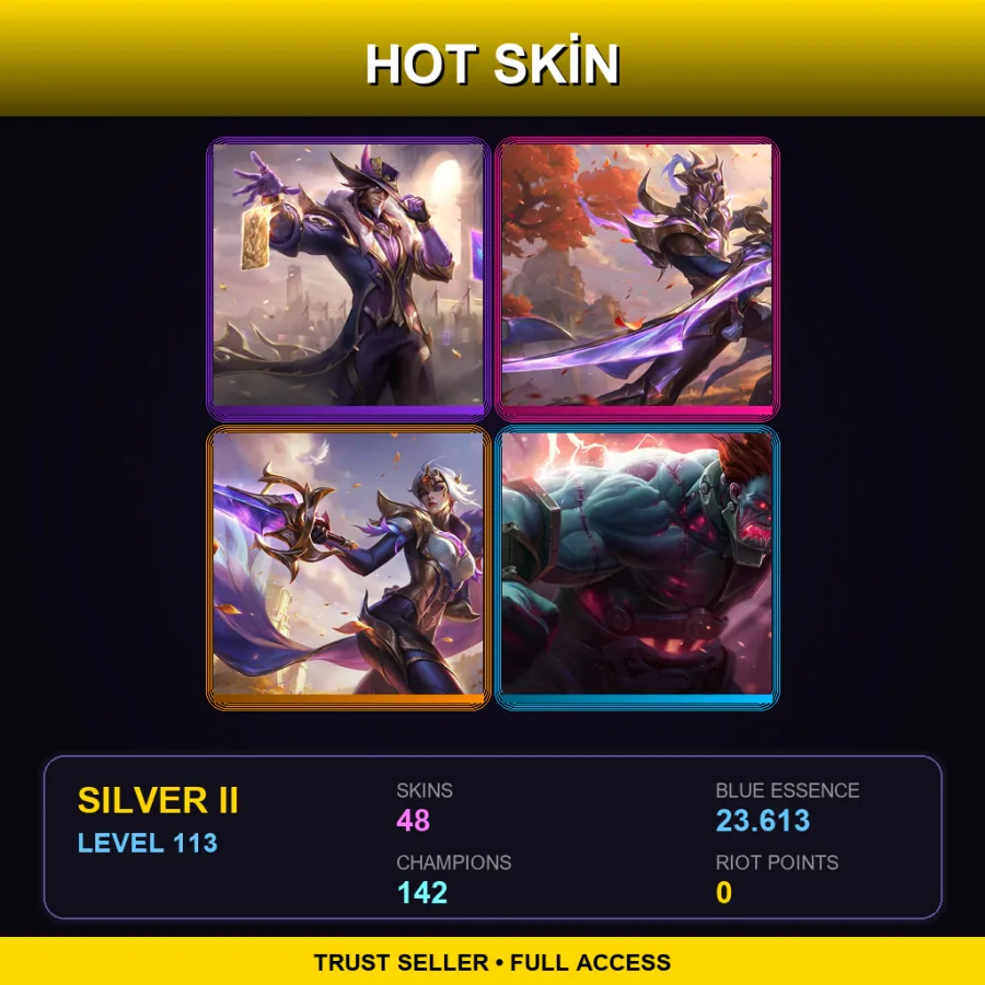 TR | Lv113 | Silver II | 48 Skin | 142 Champ — LoL account