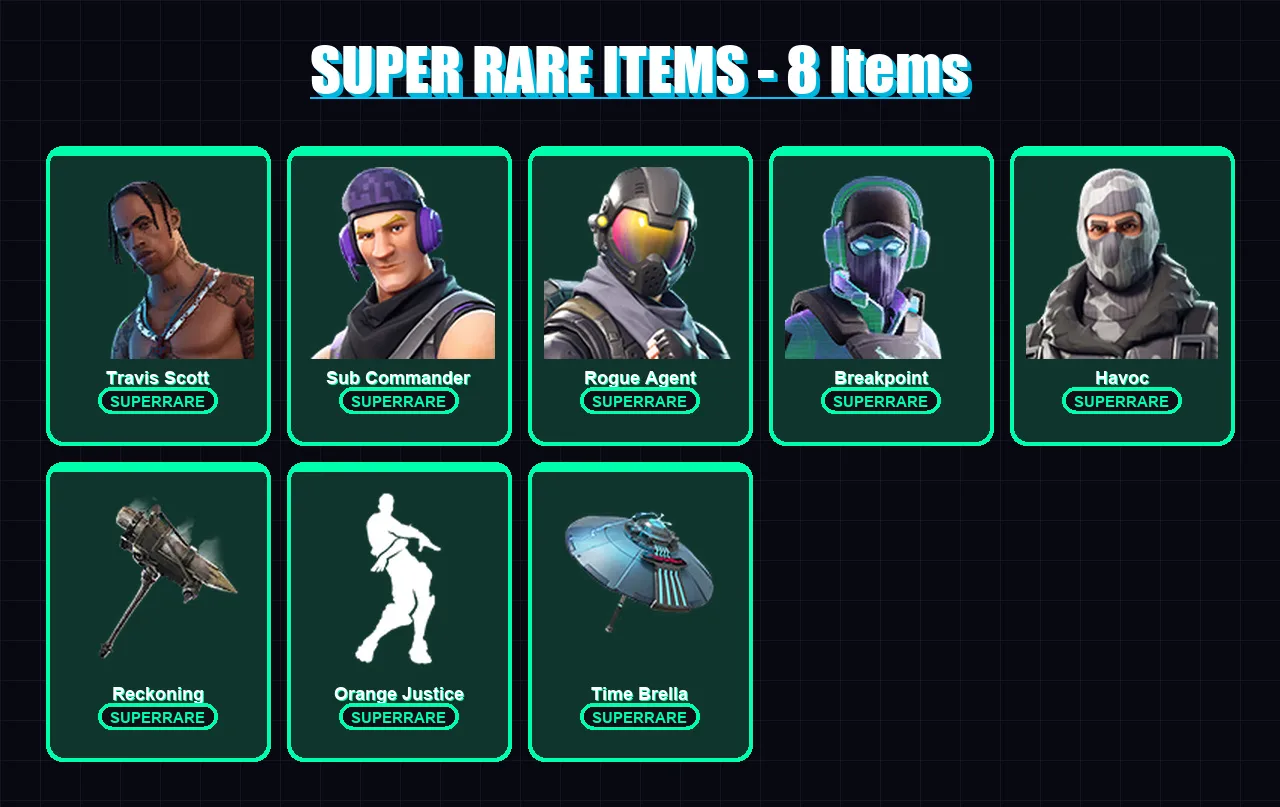 [PS4/PS5/XBOX/PC] | Travis Scott | Sub Commander | Rogue Agent | Breakpoint | Havoc | 65 skin | 65 pickaxe | 73 emote | 72 glider | Lv1098 — Fortnite account